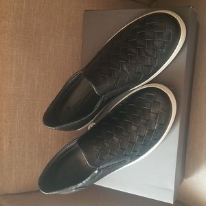 Ecco woven front slip on sneakers. Crafted from two layers of top grain leather